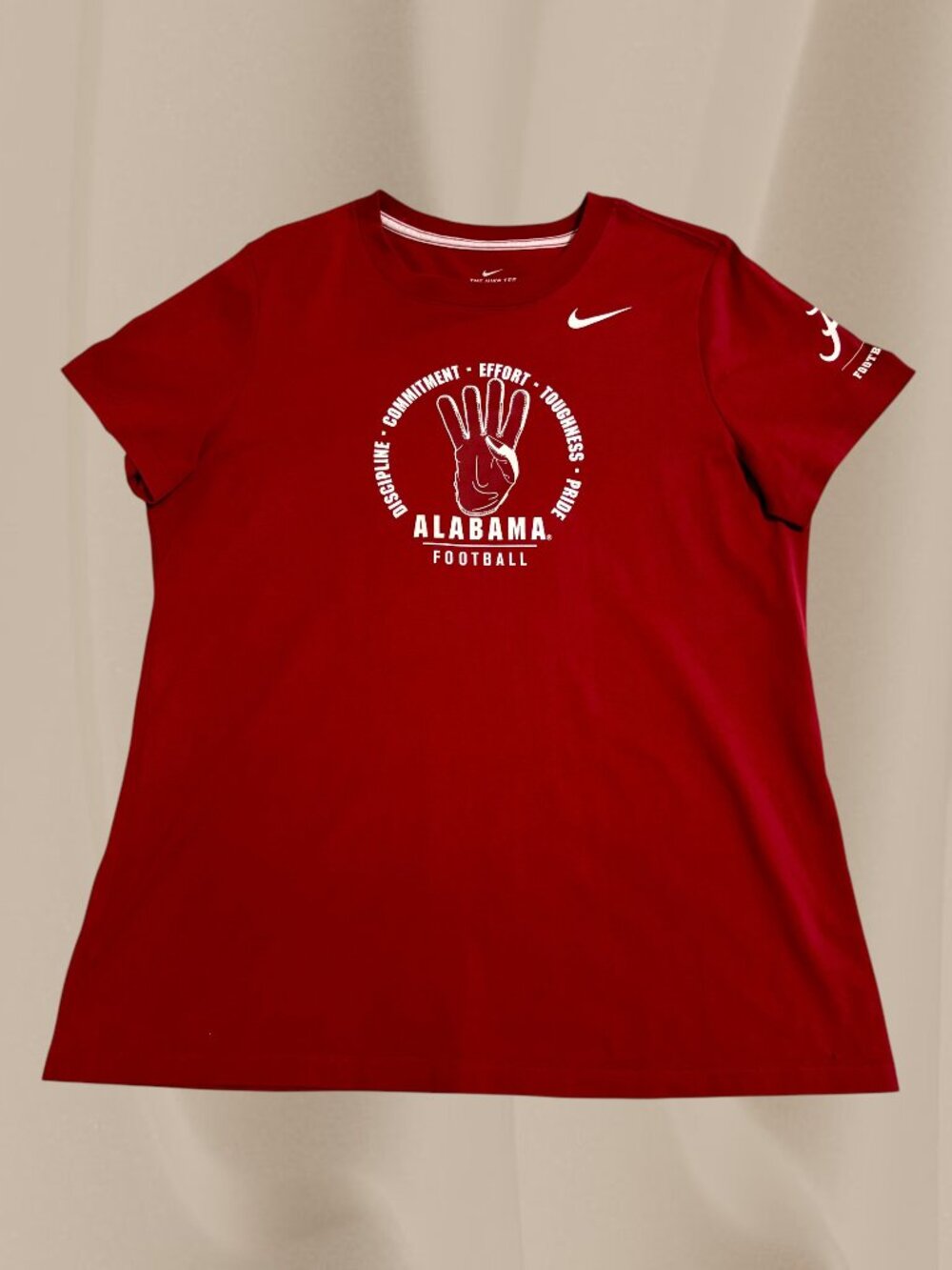 Nike Alabama Crimson Tide Football T-Shirt Women's Large Red Short Sleeve